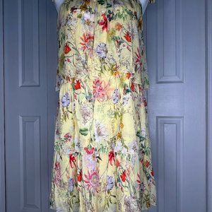 Parker Silk Tiered Yellow Floral Sundress - Medium